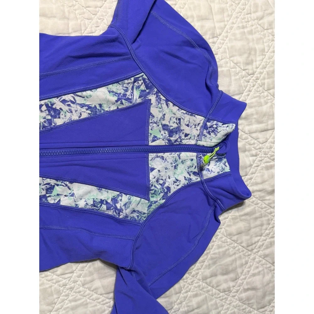Ivivva Lululemon Girls Purple Geometric Print Full Zip Athletic Jacket Size 12